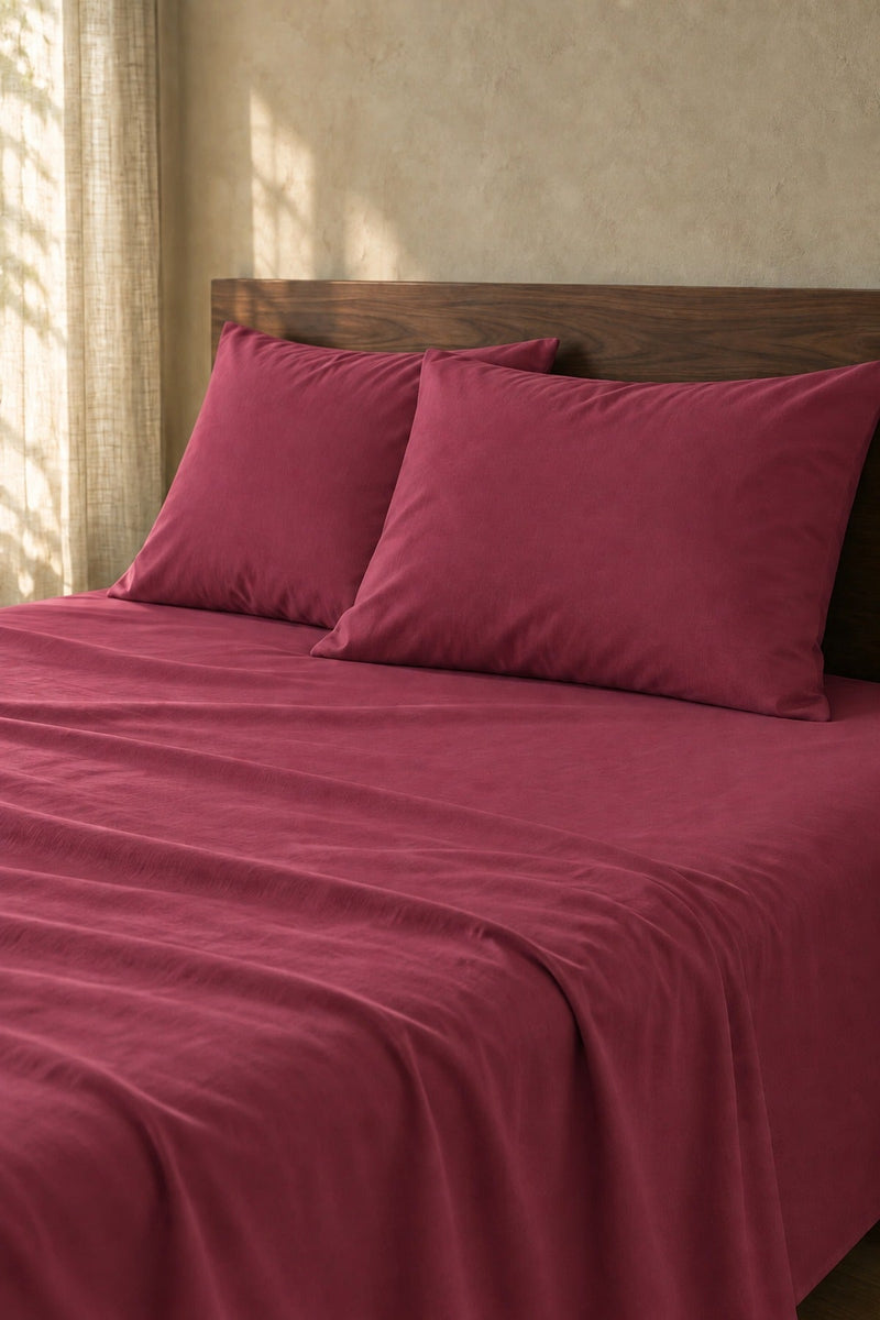 %100 Pamuk 2'li Yastık Kılıfı Seti 50x70 Bordo
