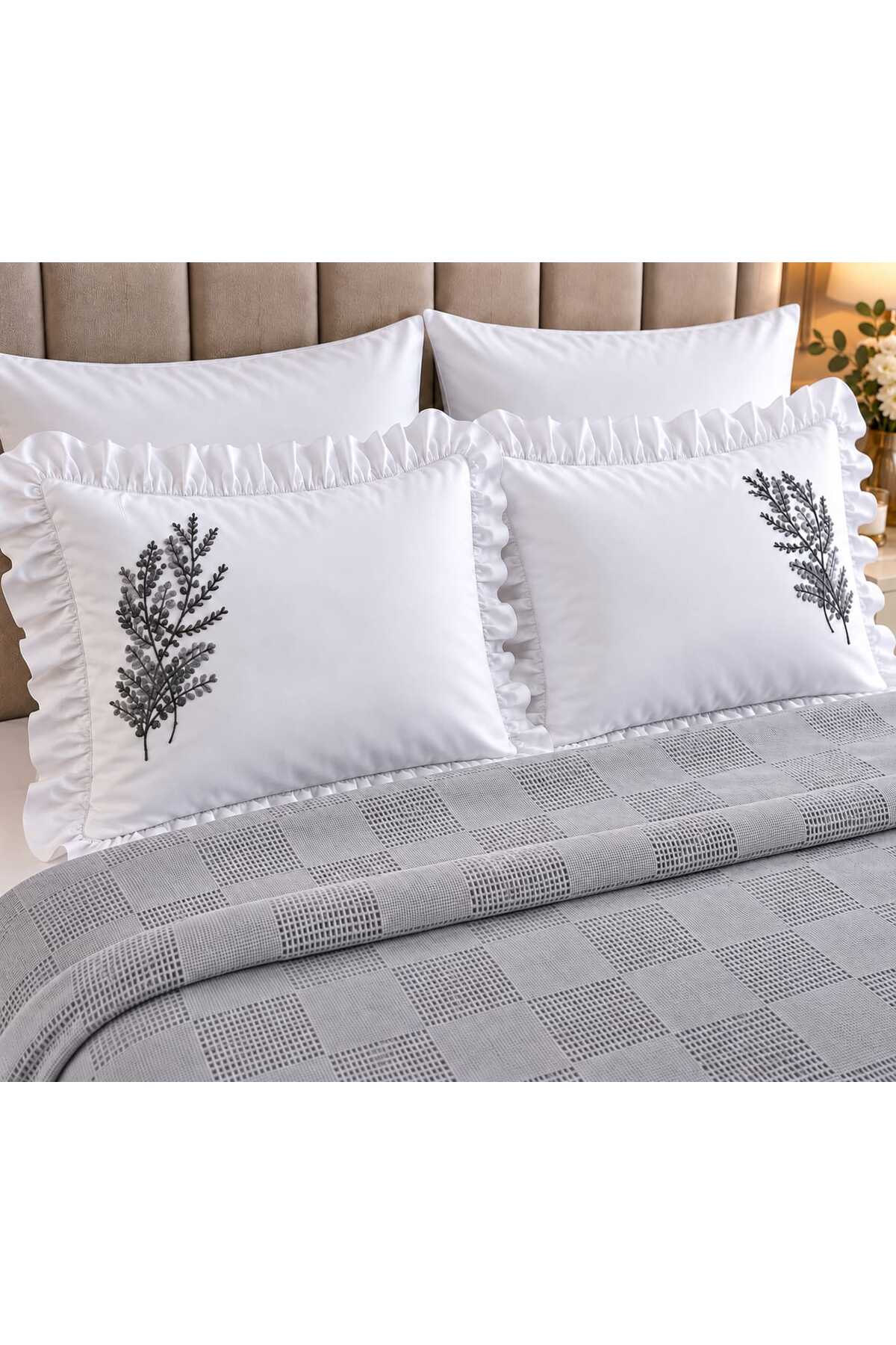 Pure Comfort Gray Waffle 6 Parça Çift Kişilik Pike Seti - 3