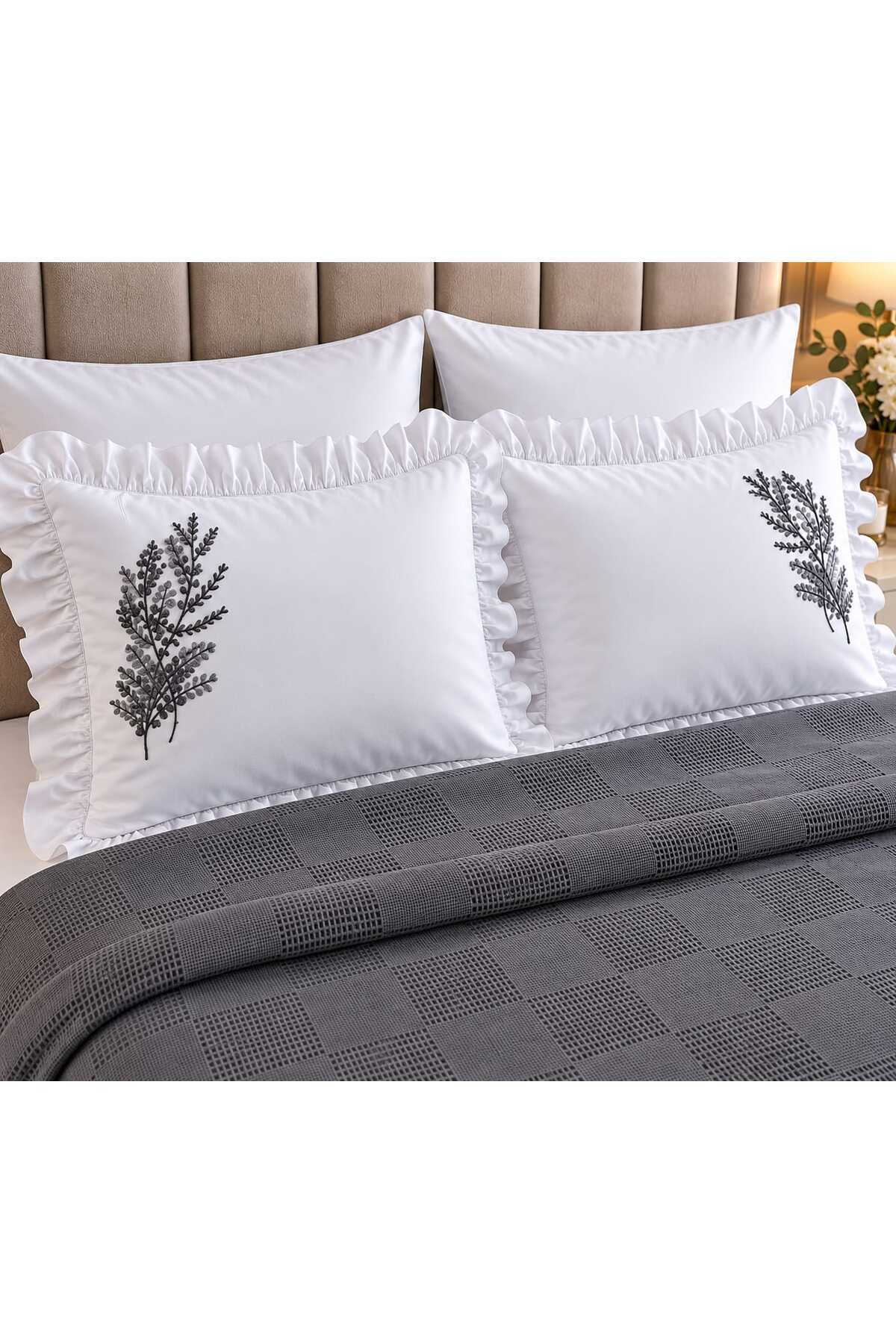 Pure Comfort Gray Waffle 6 Parça Çift Kişilik Pike Seti - 3