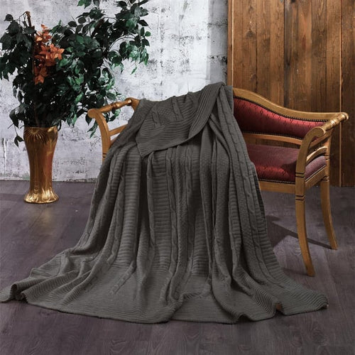 Ahzen Triko Battaniye 220x240 Cm Büyük Boy Antrasit