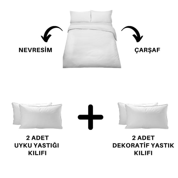 Gardenya 6 Parça Pamuklu Çift Kişilik Nevresim Takımı Beyaz - 2