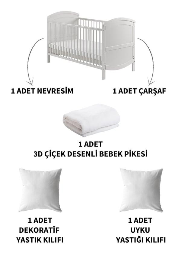 Cemre 5 Parça %100 Pamuk, 3D Çiçek Ve Kuş Desenli Pembe Bebek Nevresim Takımı - 4
