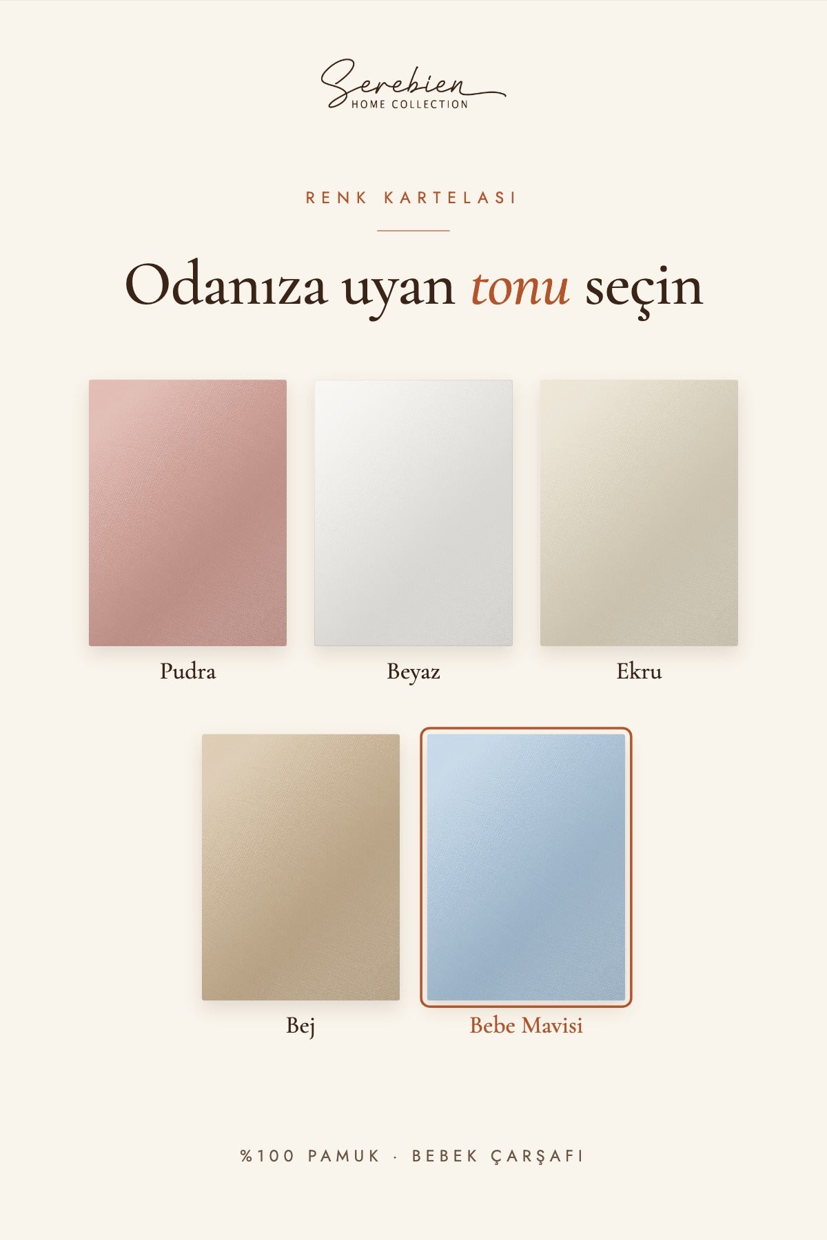 Bebek çarşafı renk kartelası – 5 renk