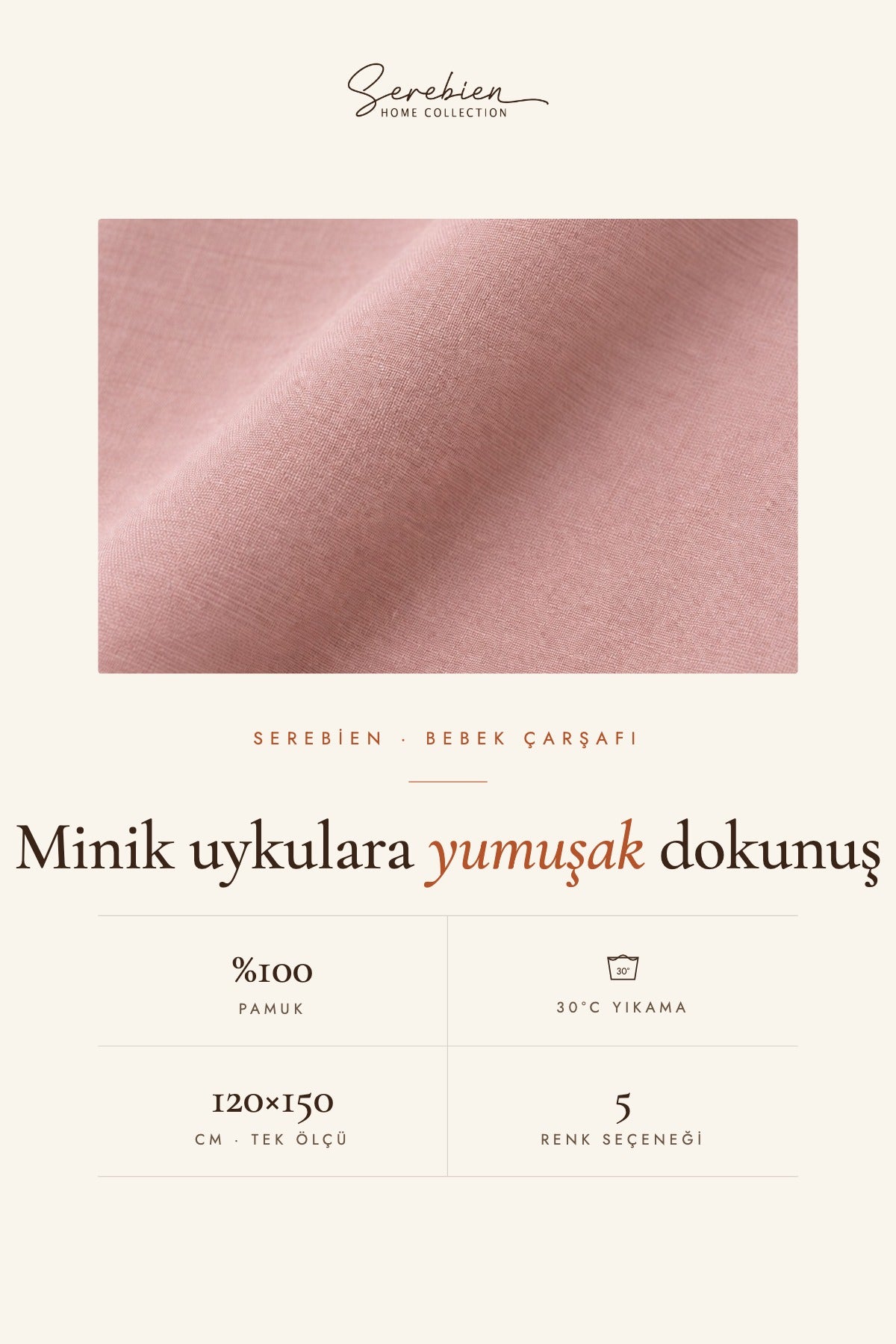 Düz bebek çarşafı 120x150 cm kumaş ve bakım bilgisi