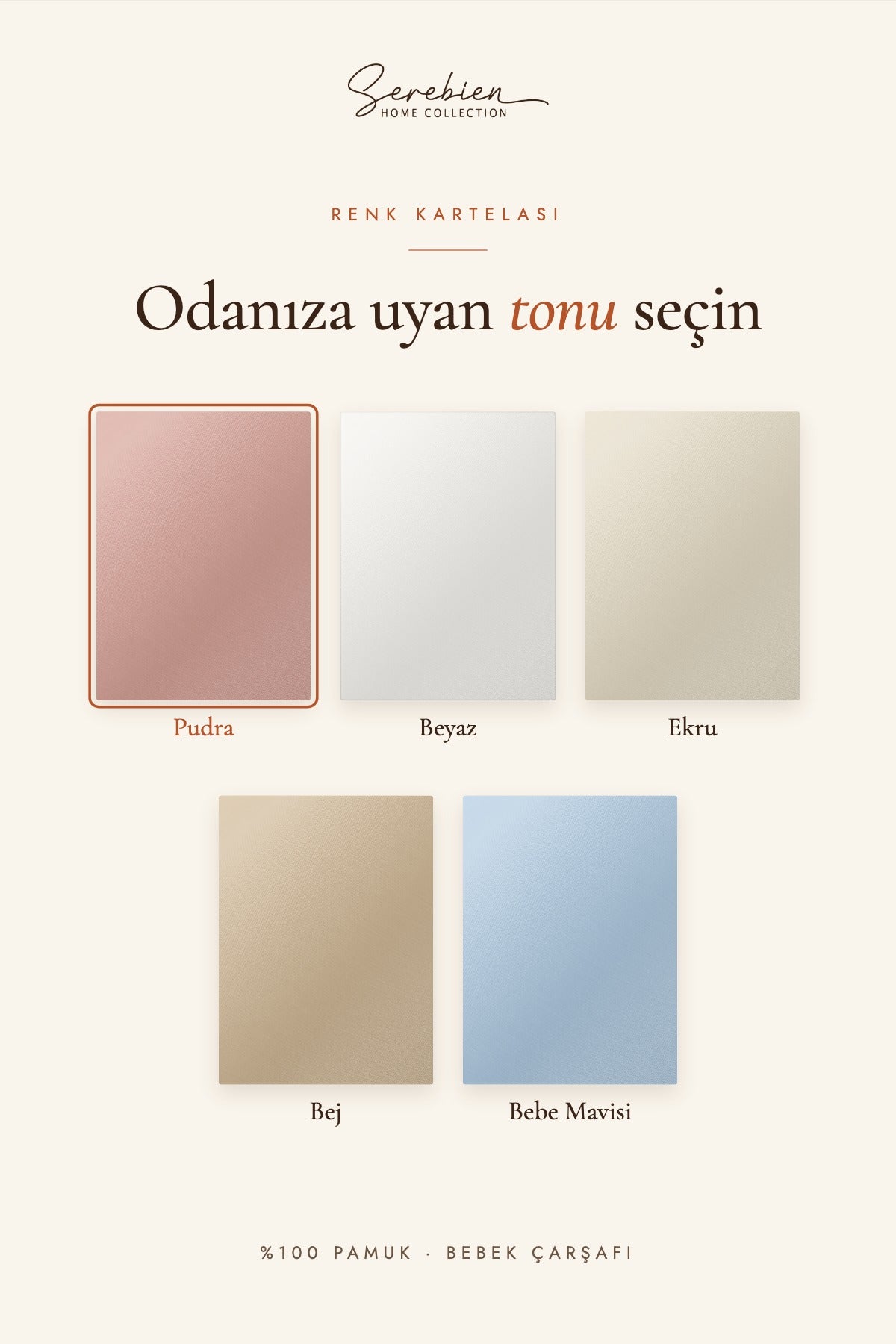Bebek çarşafı renk kartelası – 5 renk