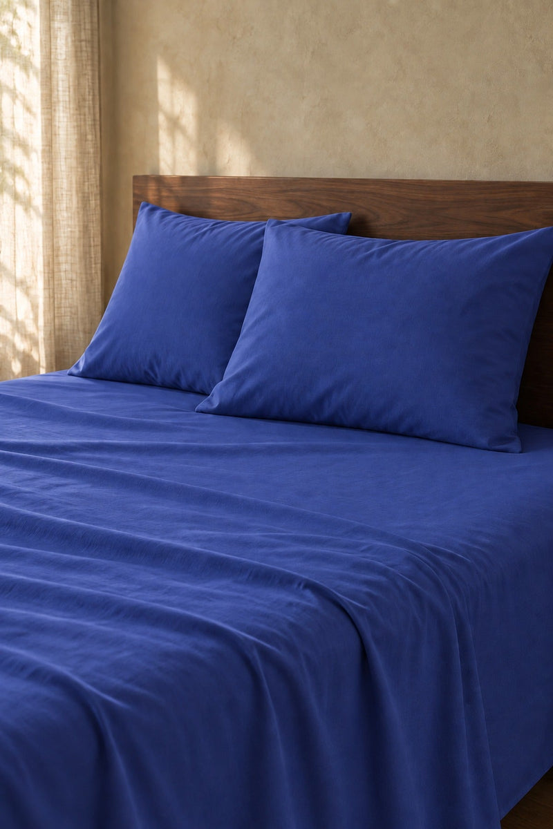 %100 Pamuk 2'li Yastık Kılıfı Seti 50x70 Gece Mavisi